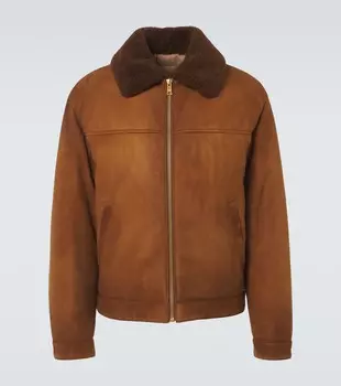 Дубленка с отделкой из овчины Prada, Cuoio