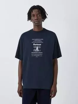 Дугообразная хлопчатобумажная футболка Barbour, темно-синий