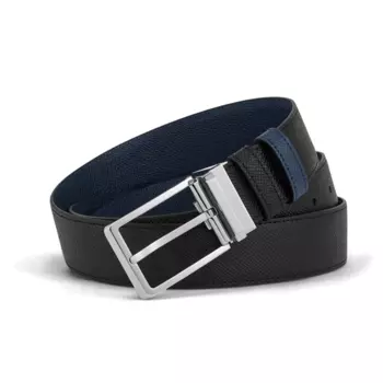 Dunhill Ремень мужской из коровьей кожи с пряжкой, двустороний, черно-синие, ширина 3,5 см