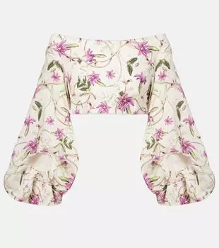 Дурия цветочный льняной короткий топ Agua by Agua Bendita, Mutisia