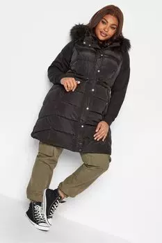 Дутая майка миди с подкладкой Yours, черный