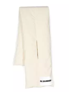 Дутый шарф с нашивкой-логотипом Jil Sander, нейтральный цвет