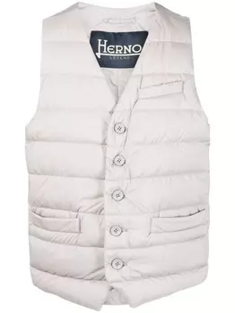 Дутый жилет на пуговицах Herno, серый