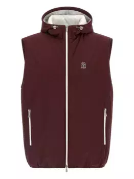 Дутый жилет с капюшоном Brunello Cucinelli, красный