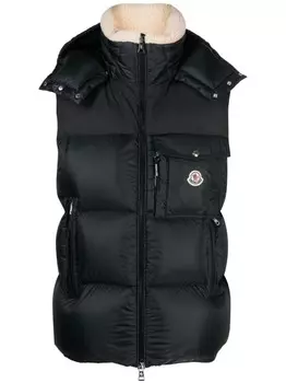 Дутый жилет с капюшоном Moncler, черный