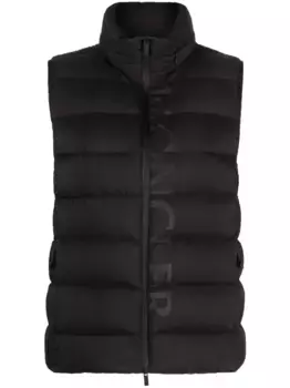Дутый жилет с логотипом MONCLER, черный