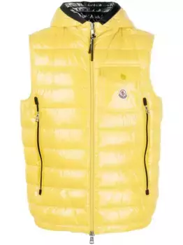 Дутый жилет с логотипом MONCLER, желтый