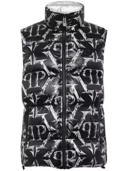 Дутый жилет с логотипом Philipp Plein, черный