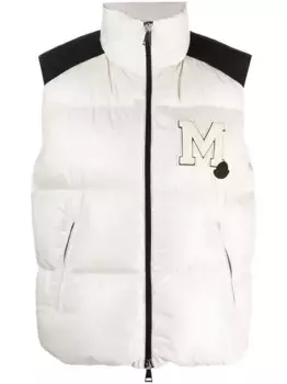 Дутый жилет с нашивкой-логотипом MONCLER, белый