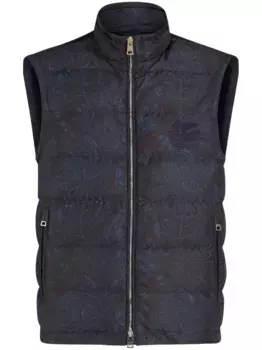 Дутый жилет с принтом пейсли ETRO, синий