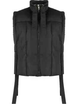 Дутый жилет с вышитым логотипом GANNI, черный