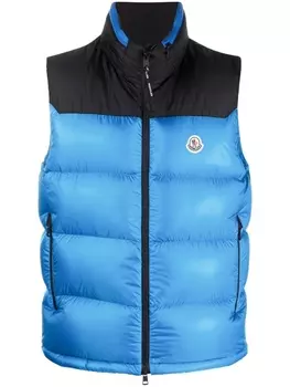 Дутый жилет в двух тонах Moncler, синий