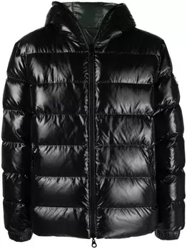 Duvetica пуховик Dubhe с капюшоном и нашивкой-логотипом, черный