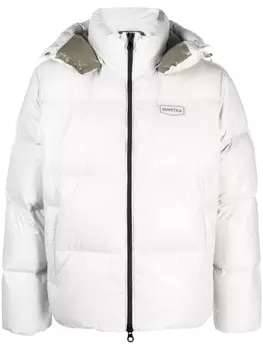 Duvetica пуховик на молнии с нашивкой-логотипом, серый