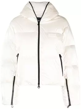 Duvetica пуховик с капюшоном и нашивкой-логотипом, белый