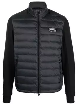 Duvetica пуховик с вышитым логотипом, черный