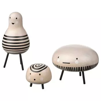 DVRGTALL Декоративная фигурка, 3 предмета, массив дерева/черный IKEA