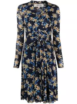 DVF Diane von Furstenberg платье миди Blackley Paris с цветочным узором, синий