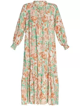 DVF Diane von Furstenberg платье-миди с цветочным принтом, зеленый