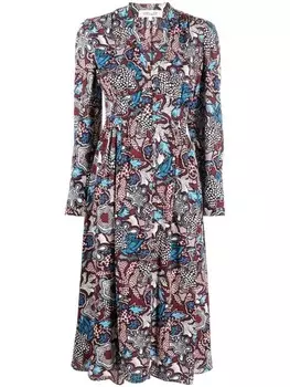 DVF Diane von Furstenberg платье миди с цветочным принтом, красный