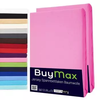 ДВОЙНОЙ НАБОР простыней на подкладке из 100 % хлопка, трикотажного цвета, цвет старый розовый, размер 160 х 200 см Buymax