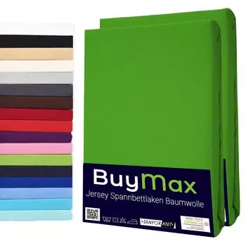 ДВОЙНОЙ НАБОР простыней на подкладке из 100 % хлопка, трикотажного цвета, яблочно-зеленого цвета, размер 90х200 см Buymax