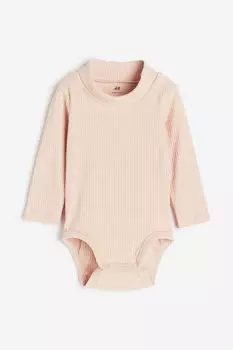 Два боди в рубчик с воротником-поло H&M, розовый
