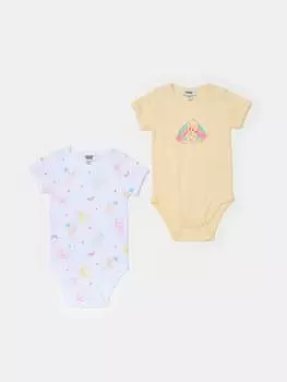 Два комплекта боди из органического хлопка с принтом «Твити-пирог» Fagottino, цвет white/yellow