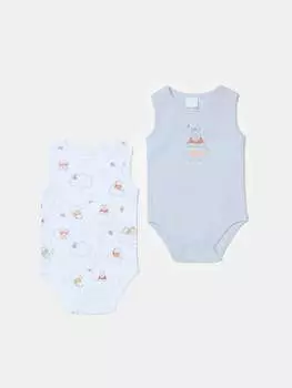 Два комплекта боди Winnie the Pooh из органического хлопка Fagottino, цвет white/light blue