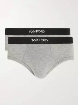 Два комплекта трусов из эластичного хлопка и модала TOM FORD, серый