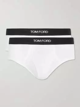 Два комплекта трусов из эластичного хлопка и модала TOM FORD, белый