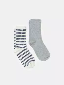 Две пары эластичных носков с люрексом Ovs, цвет white/grey