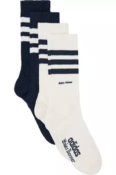 Две пары бежевых носков adidas originals edition с тремя полосками Wales Bonner, мультиколор