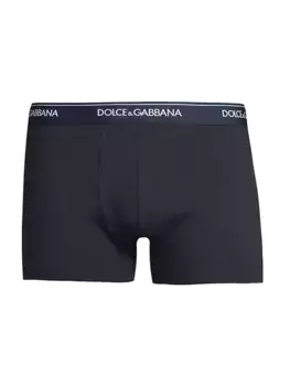 Две пары боксеров из эластичного хлопка с поясом с логотипом Dolce&Gabbana, темно-синий