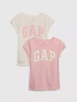 Две пары футболок из хлопка с блестящим логотипом Gap, цвет white/pink