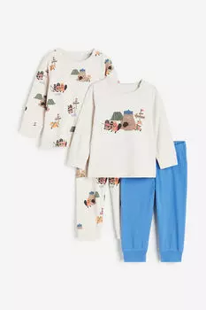 Две пары хлопковых пижам с принтом H&M, бежевый