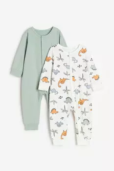 Две пары хлопковых пижам с рисунком H&M, белый