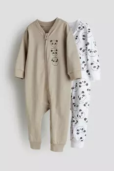 Две пары хлопковых пижам с рисунком H&M, серый