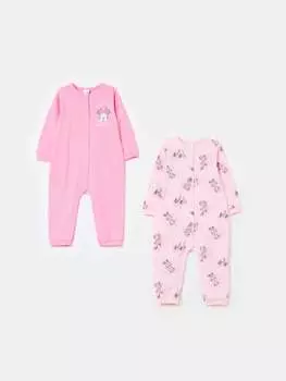 Две пары комбинезонов из органического хлопка с принтом Минни Маус Fagottino, цвет pink