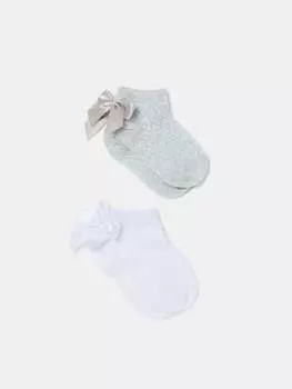 Две пары носков из натурального хлопка с бантом Ovs, цвет white/grey