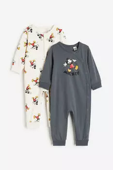 Две пары пижам с принтом H&M, серый