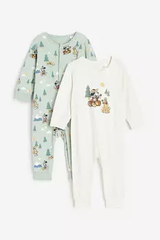 Две пары пижам с принтом H&M, зеленый