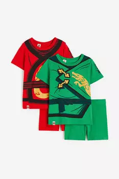 Две пары пижам с принтом H&M, красный