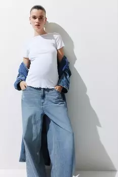 Две пары рубашек mama из хлопка в рубчик H&M, белый