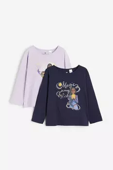 Две пары трикотажных топов с длинными рукавами H&M, сиреневый