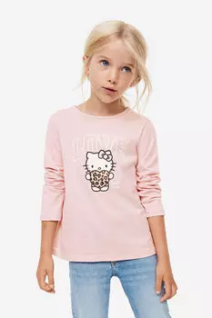 Две пары трикотажных топов с длинными рукавами H&M, розовый