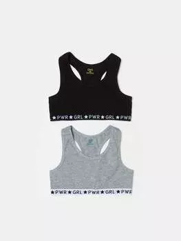 Две упаковки из органического хлопка под топами Ovs, цвет black/grey