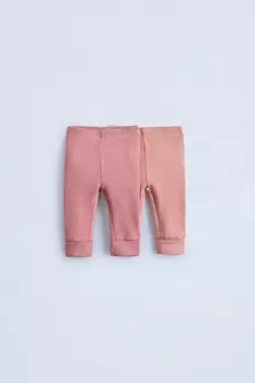 Две упаковки леггинсов вафельной трикотажной тканью ZARA, средний-розовый