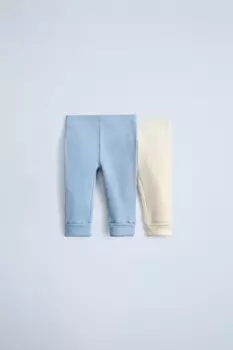 Две упаковки леггинсов вафельной трикотажной тканью ZARA, синий