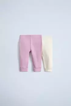 Две упаковки леггинсов вафельной трикотажной тканью ZARA, сиреневый